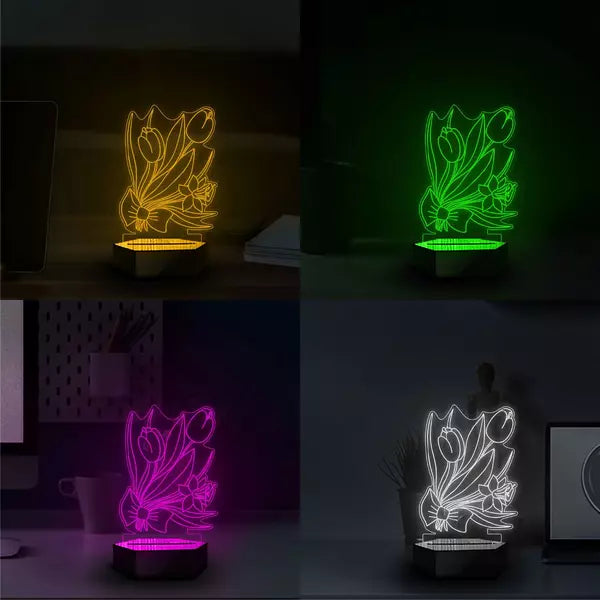 Flowers 3D Illusion Lamp