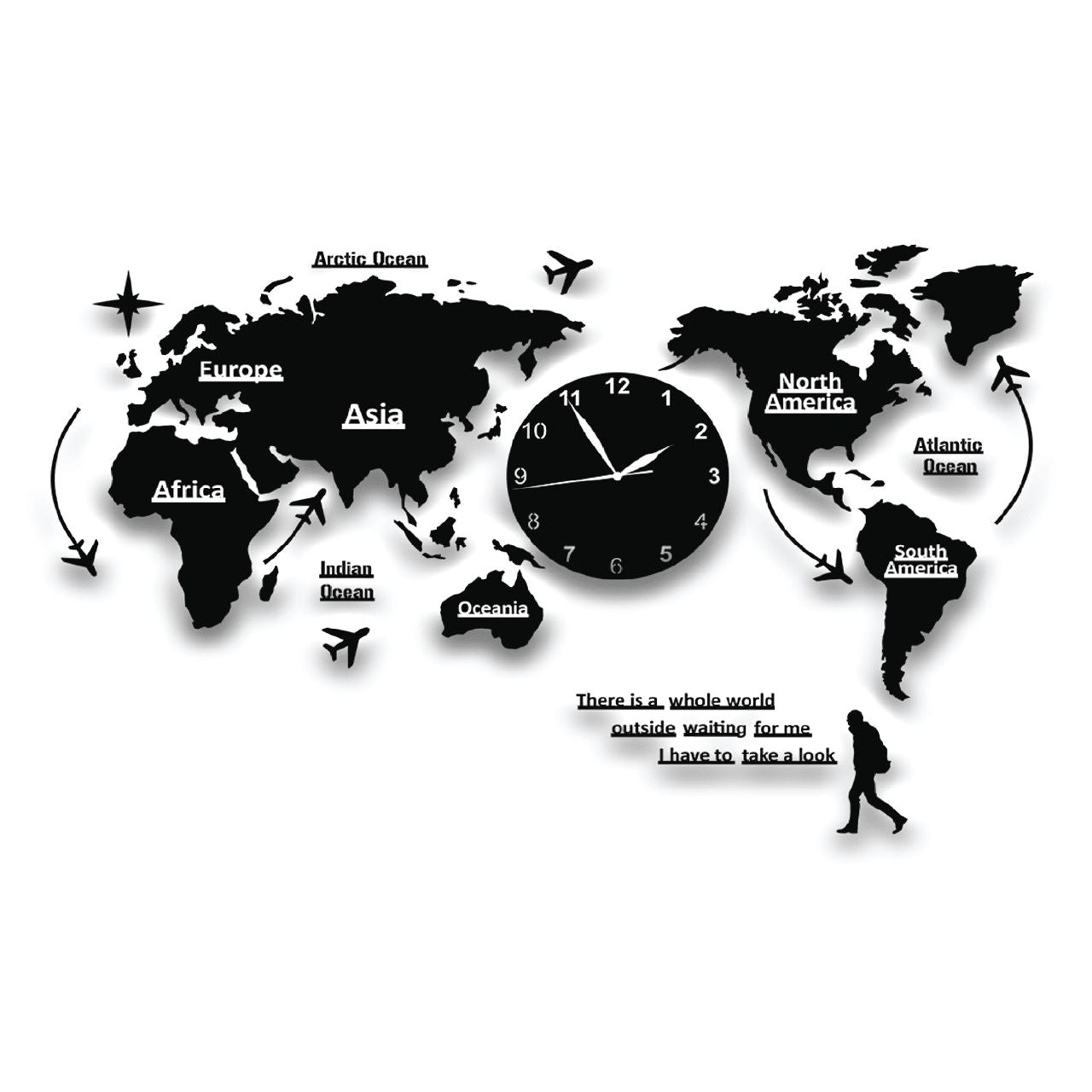 World Map Clock | Wall Clocks